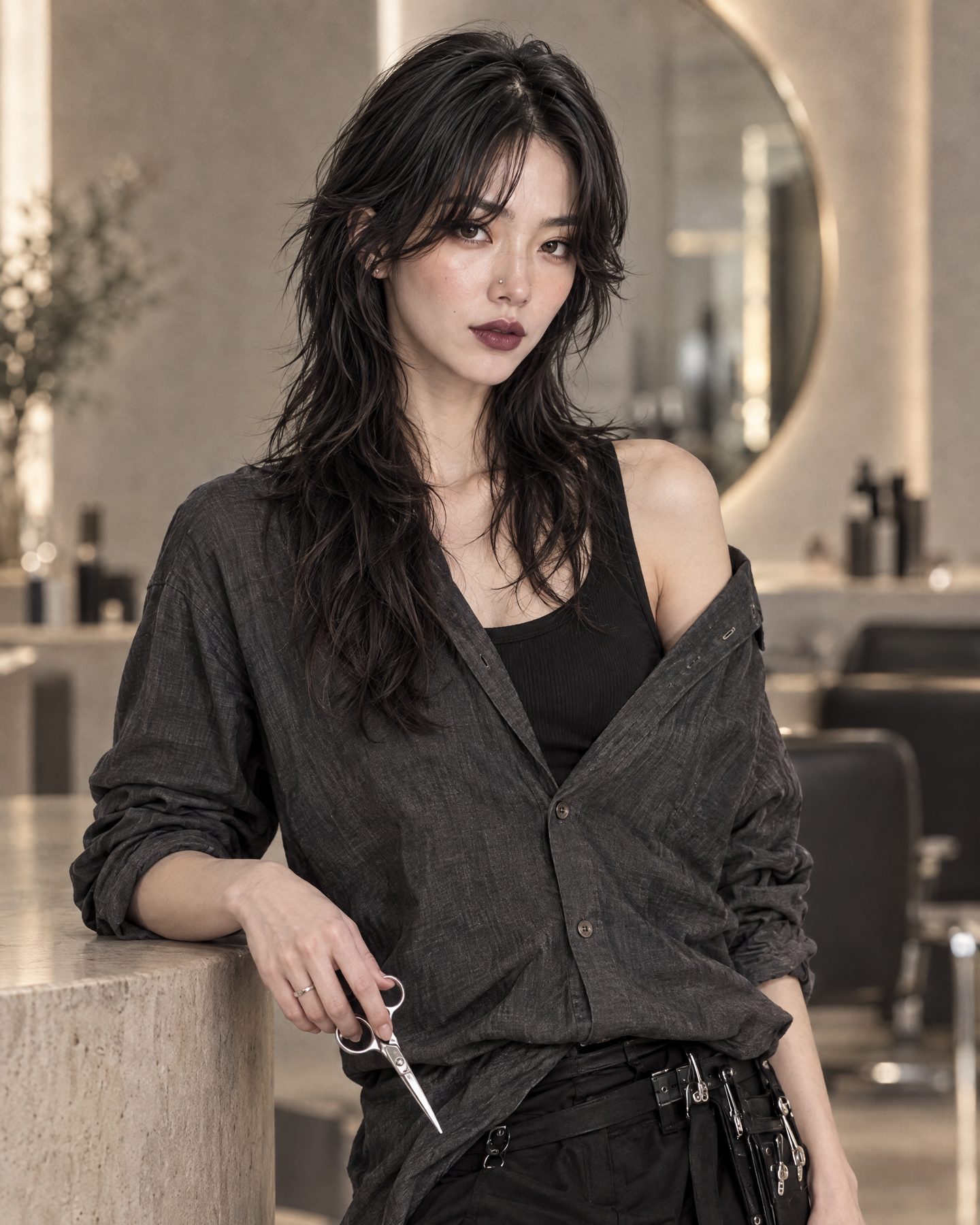 긴 울프컷을 한 서린 원장